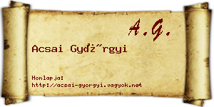 Acsai Györgyi névjegykártya
